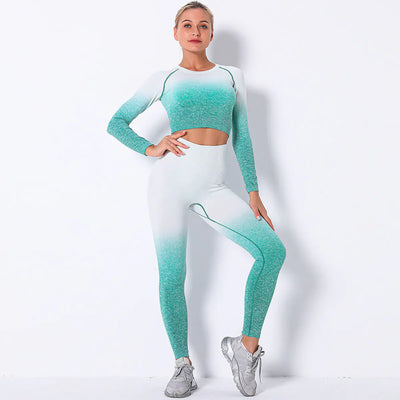 gradient long sleeve gym outfit